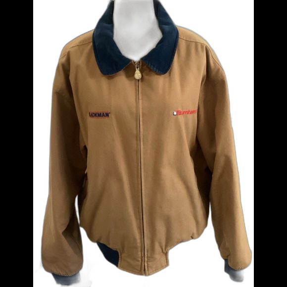 Burnham Jacket Men's Size L Color Brown Canvas Bomber Style Quilted Lining - Picture 1 of 10